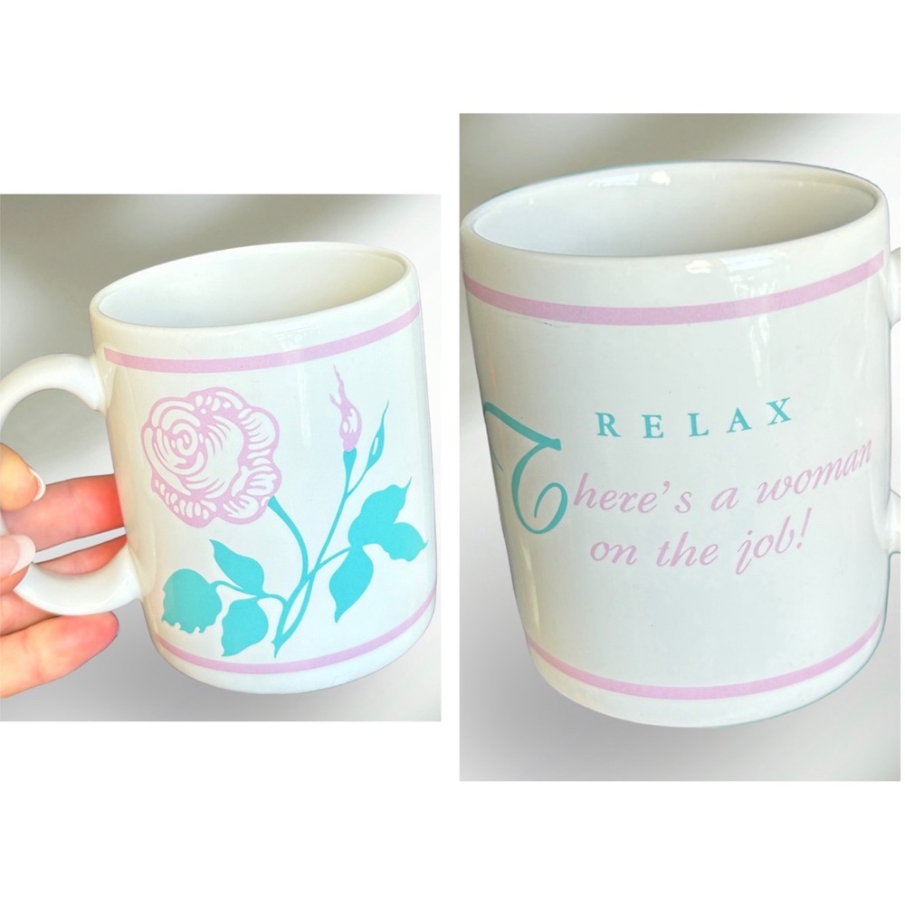 Hallmark 90s Ceramic Coffee Mug - Woman On The Job Feminist Girl BOSS mug